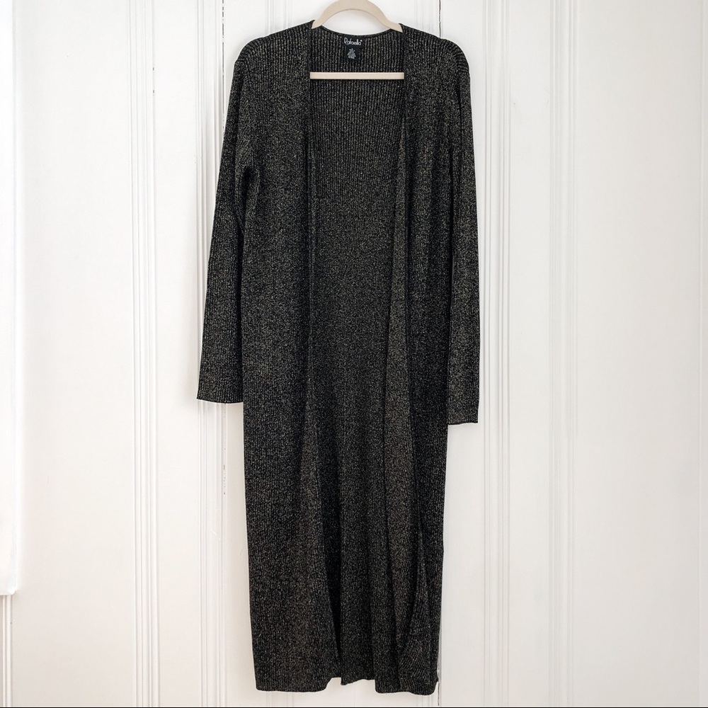 Vintage Black Gold Metallic Duster Jacket